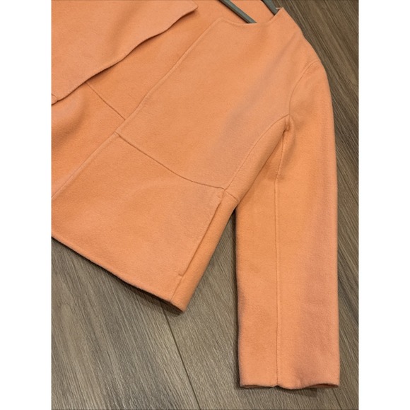 Eileen Fisher Jacket Womens PM Peach Open Front Blazer Wool Cashmere Blend EUC - Picture 3 of 9